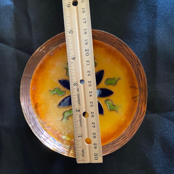 Handmade Artisan Craft 6" Copper and Enamel Bowl Wall Decor - Picture 6 of 7